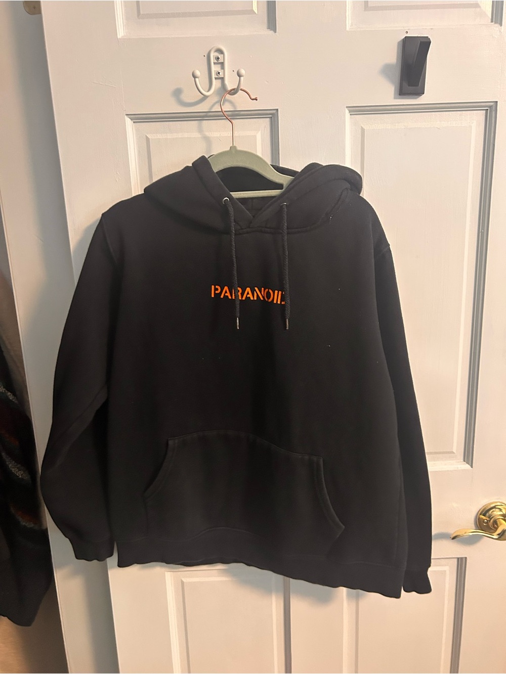 Paran Black Hoodie with Orange PARANOID Logo - Men